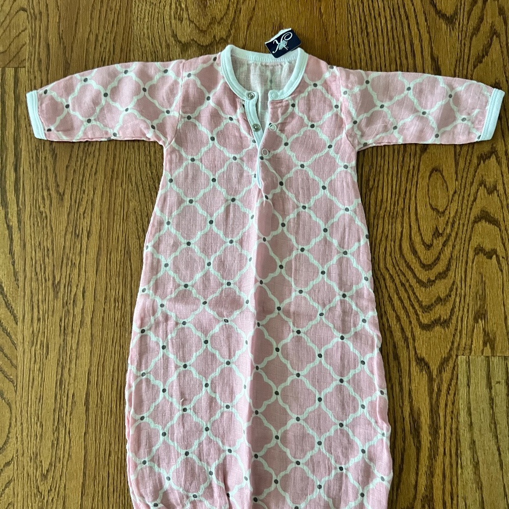 FINAL SALE! NWT pink muslin newborn sleeper gown, boutique!
